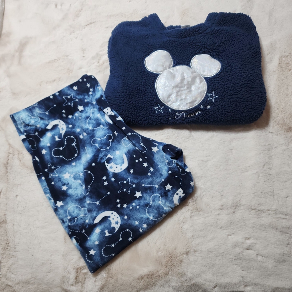 Disney Mickey Mouse Soft and Cozy 2 pc Blue and White PJ Pajama Set Size 2X